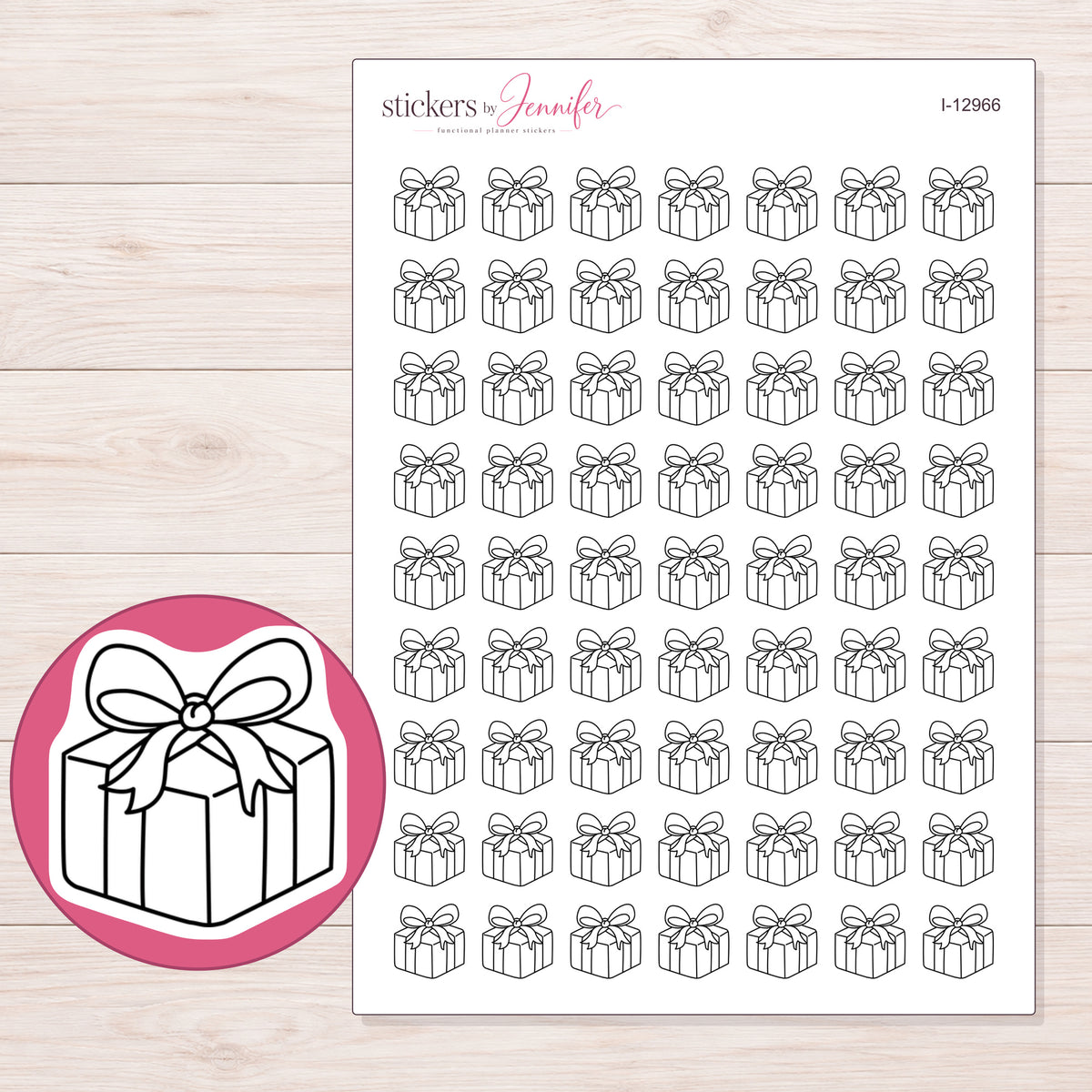 I-12966 planner sticker sheet with enlarged sticker detail