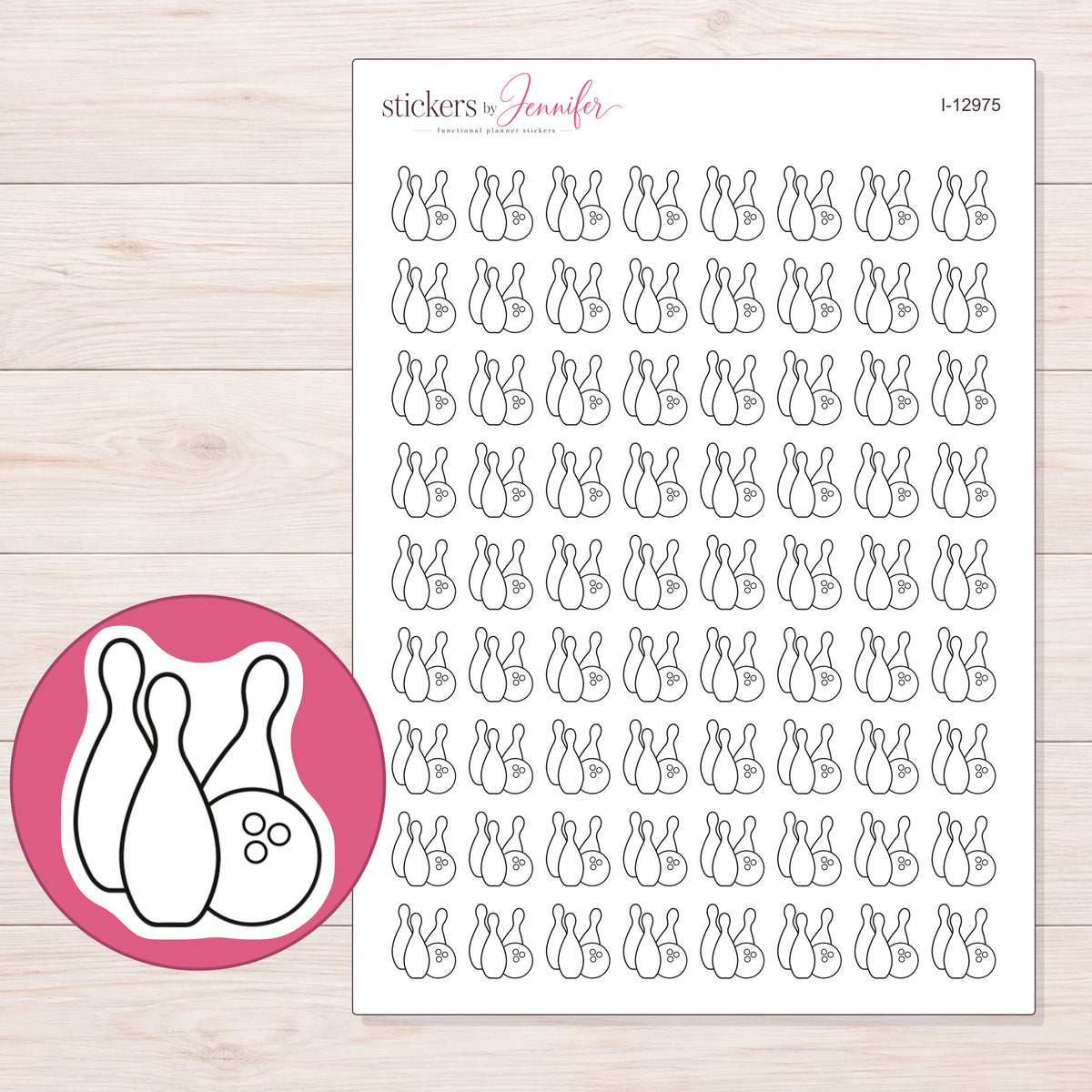 I-12975 planner sticker sheet with enlarged sticker detail