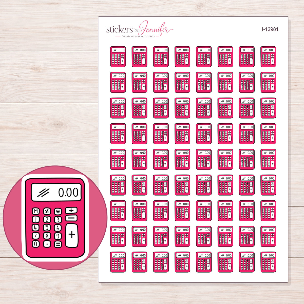 I-12981 planner sticker sheet with enlarged sticker detail