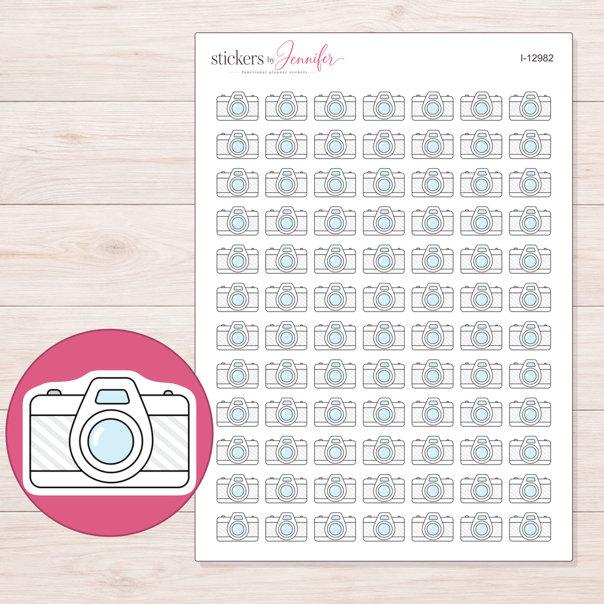 I-12982 planner sticker sheet with enlarged sticker detail