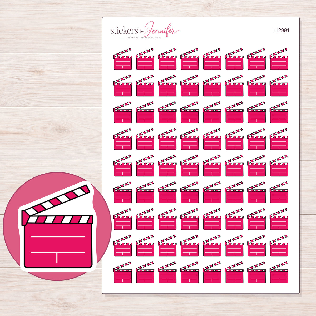I-12991 planner sticker sheet with enlarged sticker detail