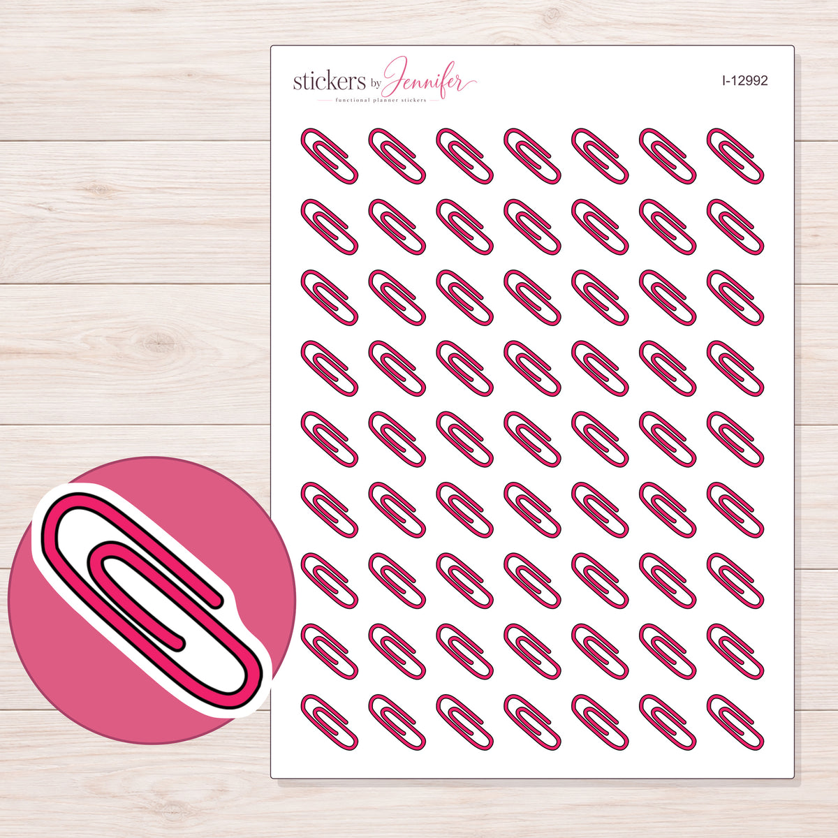 I-12992 planner sticker sheet with enlarged sticker detail