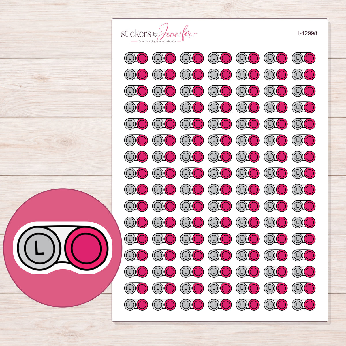 I-12998 planner sticker sheet with enlarged sticker detail