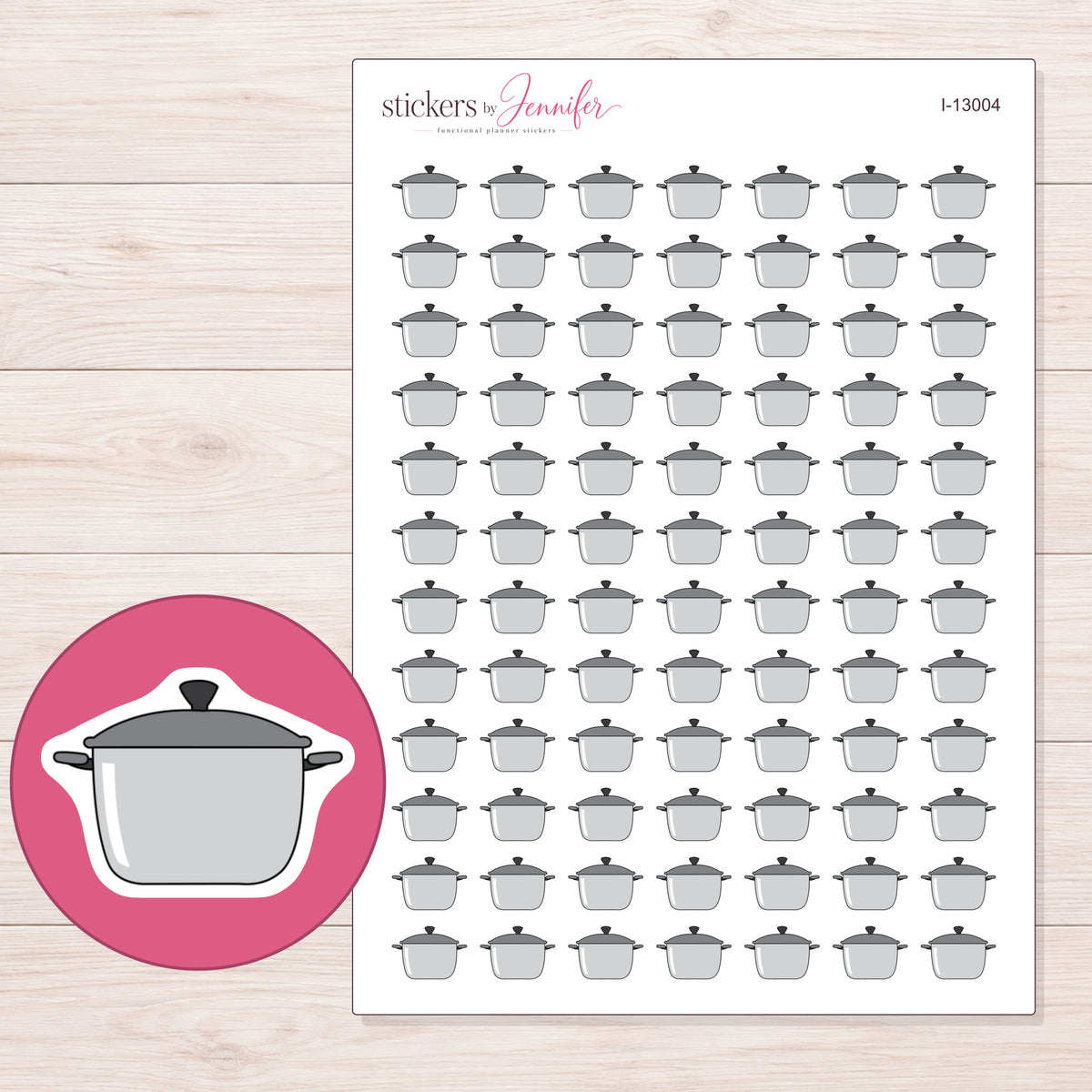 I-13004 planner sticker sheet with enlarged sticker detail