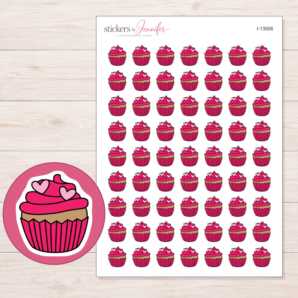 I-13006 planner sticker sheet with enlarged sticker detail