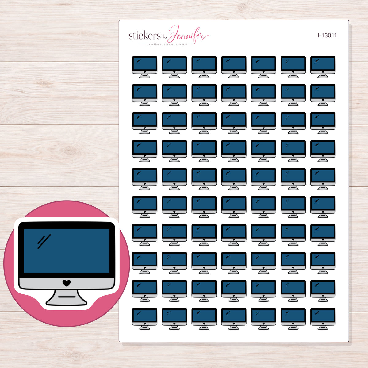 I-13011 planner sticker sheet with enlarged sticker detail
