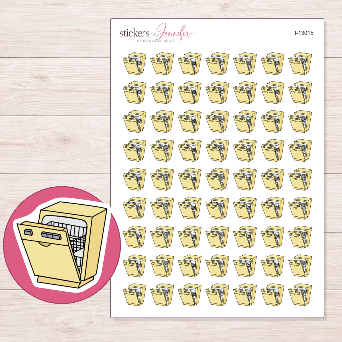 I-13015 planner sticker sheet with enlarged sticker detail