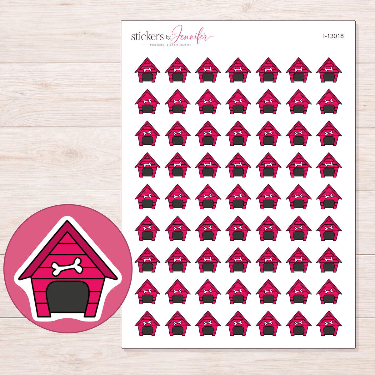 I-13018 planner sticker sheet with enlarged sticker detail