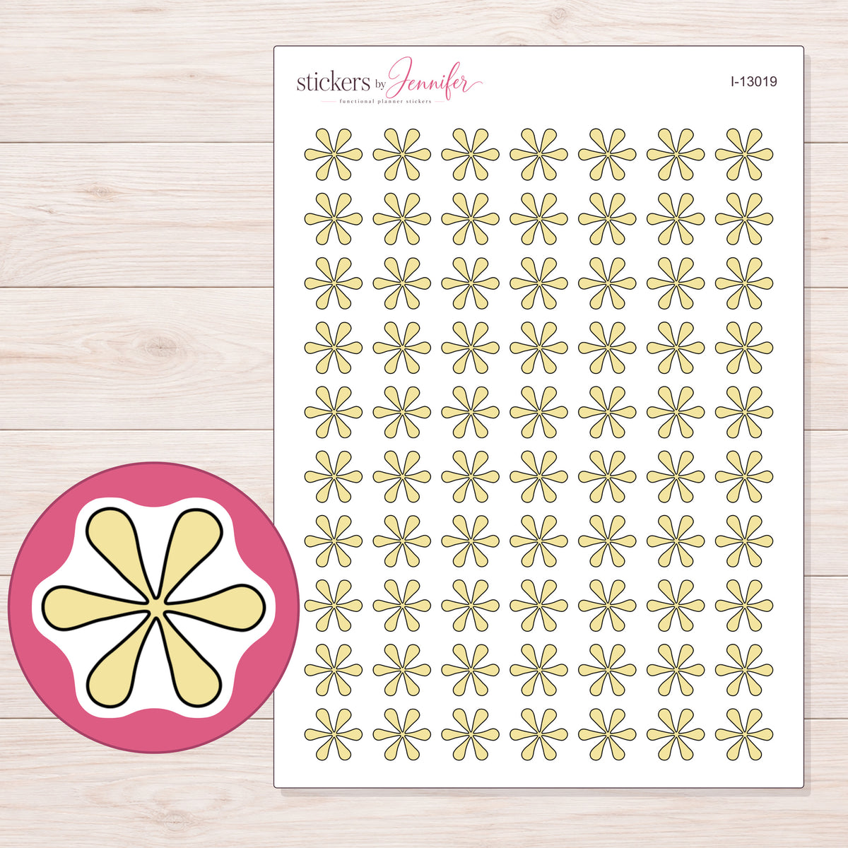 I-13019 planner sticker sheet with enlarged sticker detail