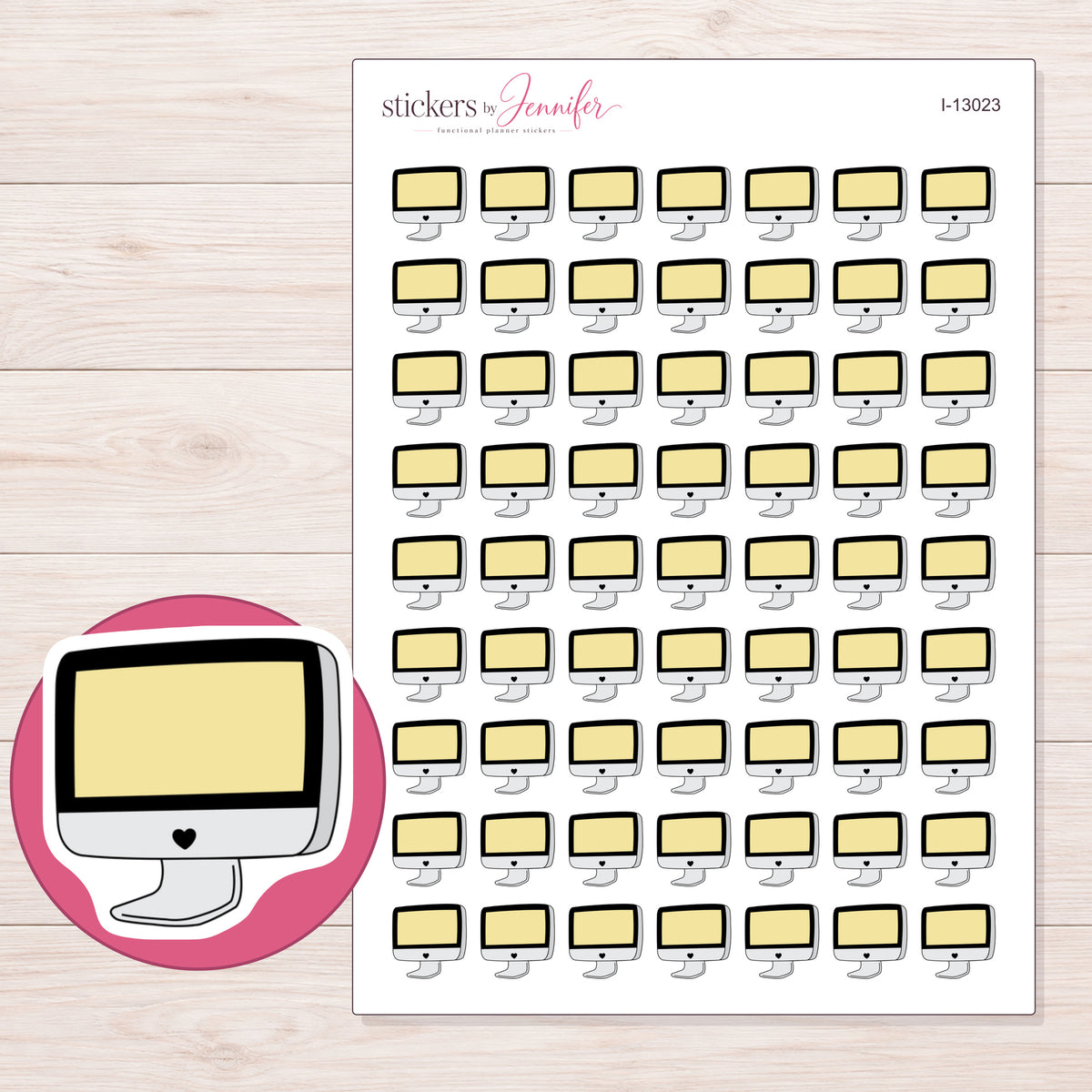 I-13023 planner sticker sheet with enlarged sticker detail