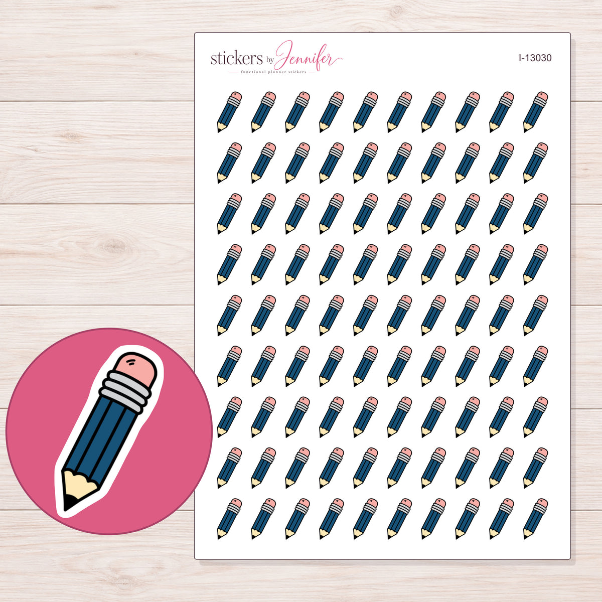 I-13030 planner sticker sheet with enlarged sticker detail