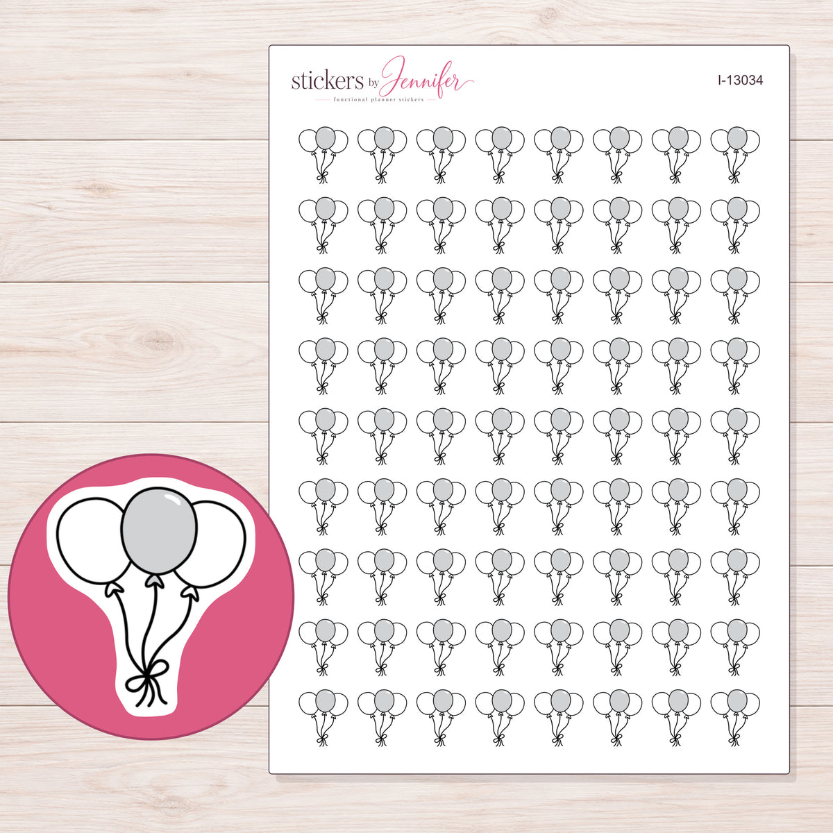 I-13034 planner sticker sheet with enlarged sticker detail
