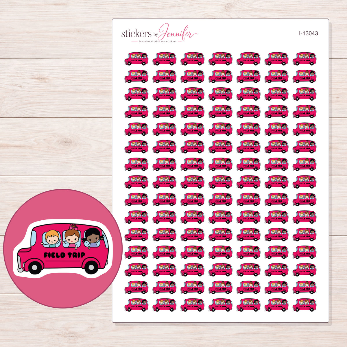 I-13043 planner sticker sheet with enlarged sticker detail