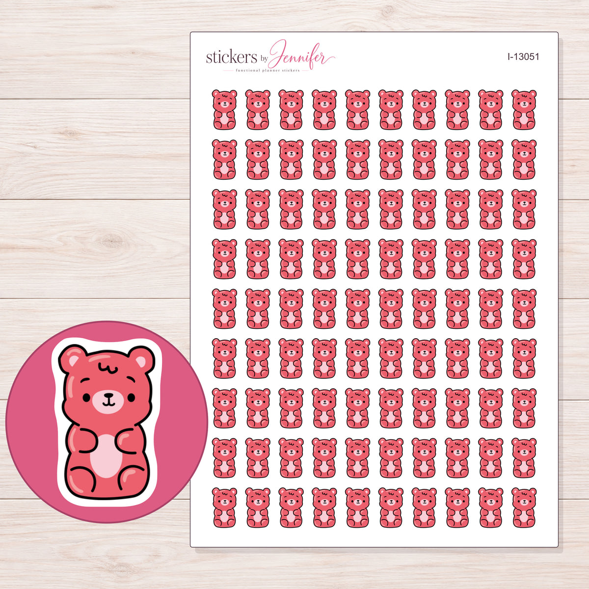 I-13051 planner sticker sheet with enlarged sticker detail