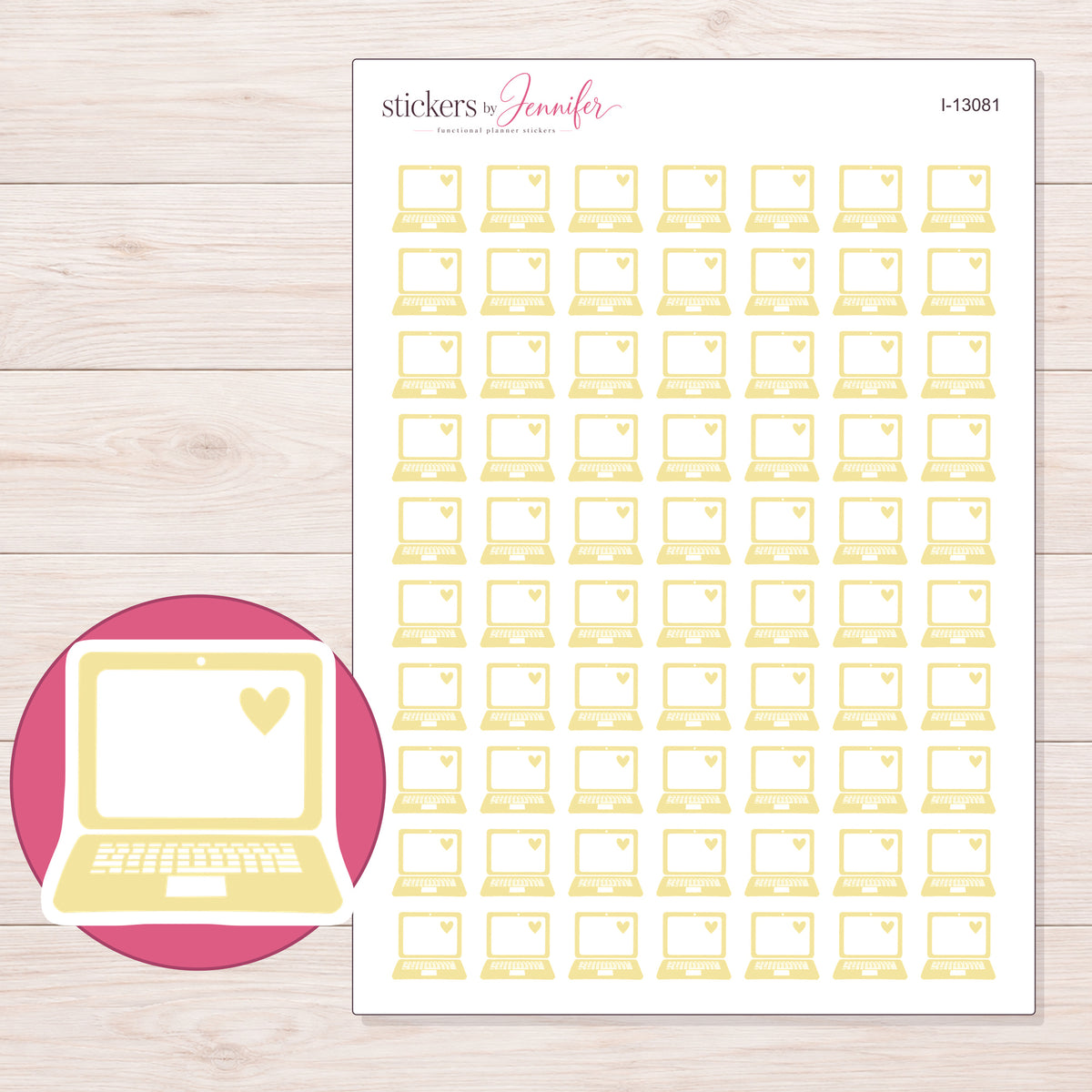 I-13081 planner sticker sheet with enlarged sticker detail