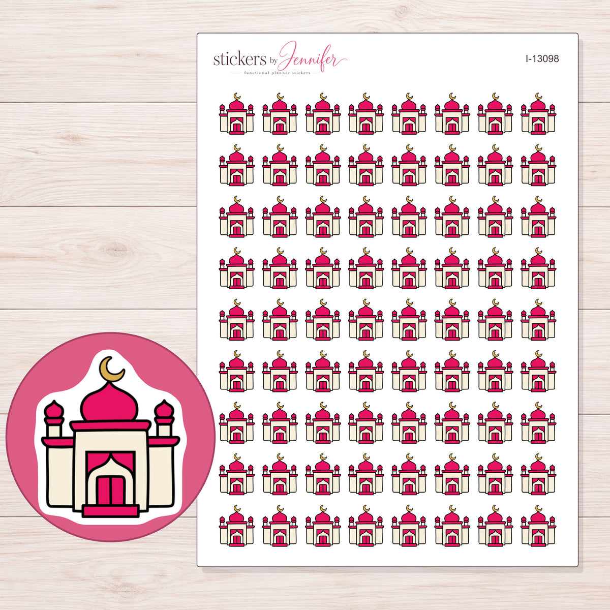 I-13098 planner sticker sheet with enlarged sticker detail