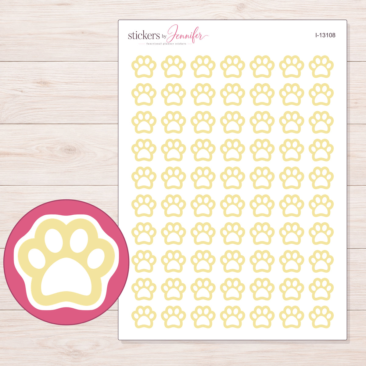 I-13108 planner sticker sheet with enlarged sticker detail