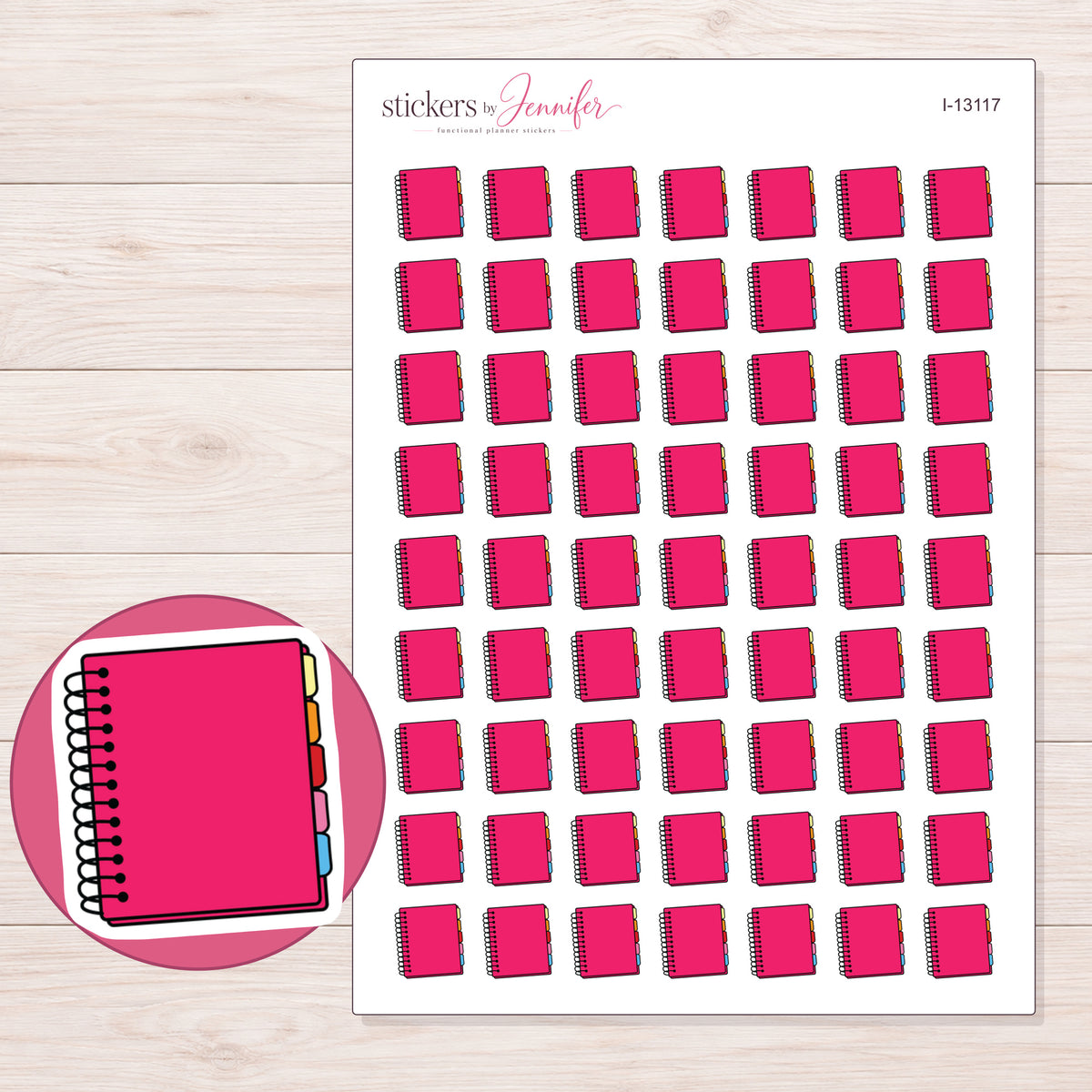 I-13117 planner sticker sheet with enlarged sticker detail