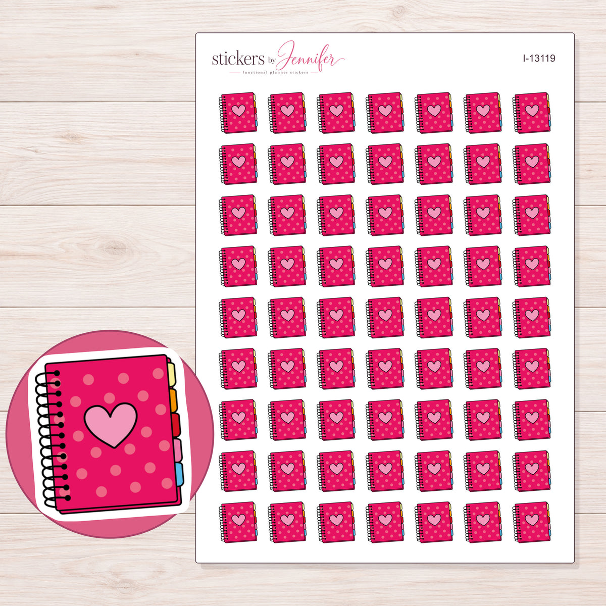 I-13119 planner sticker sheet with enlarged sticker detail