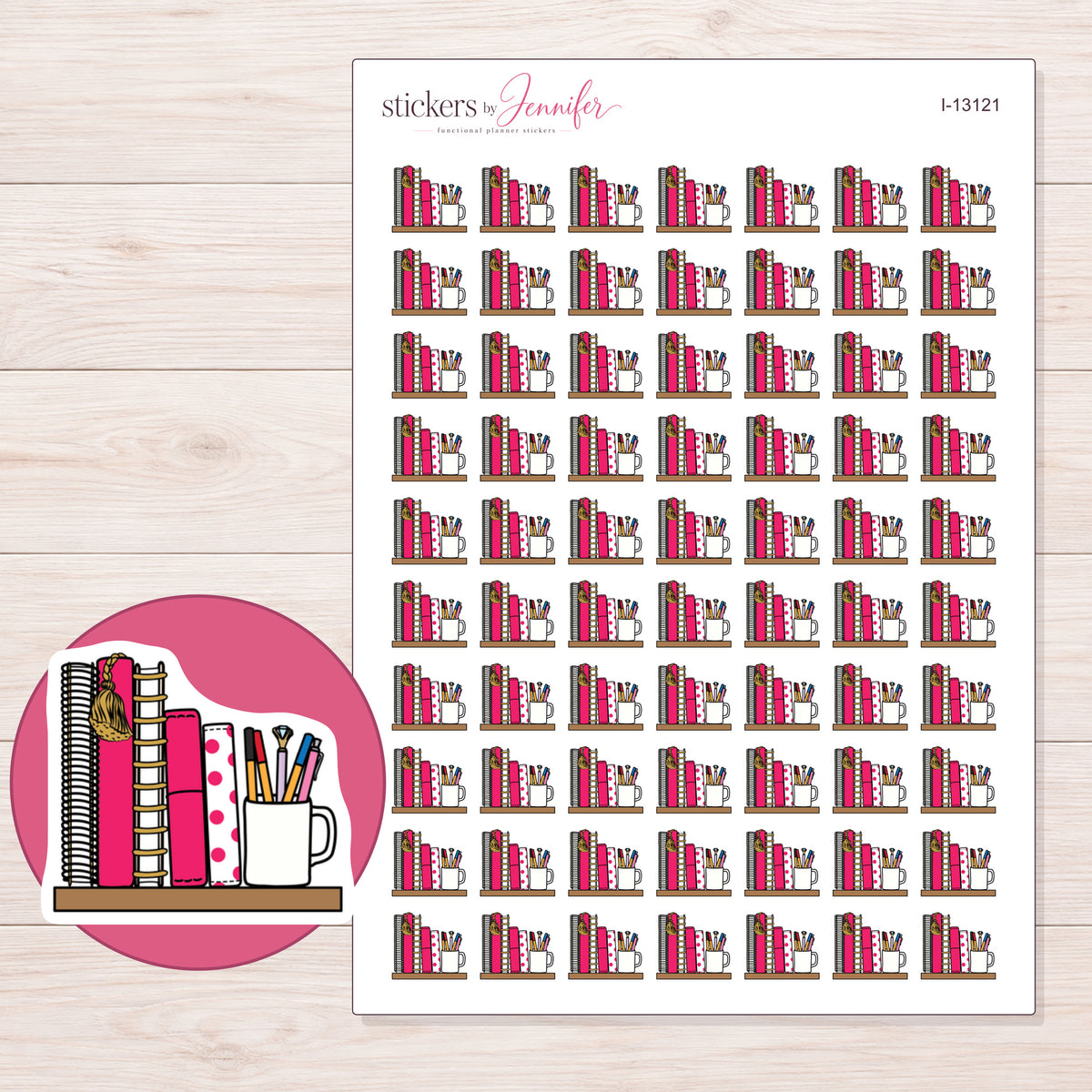 I-13121 planner sticker sheet with enlarged sticker detail
