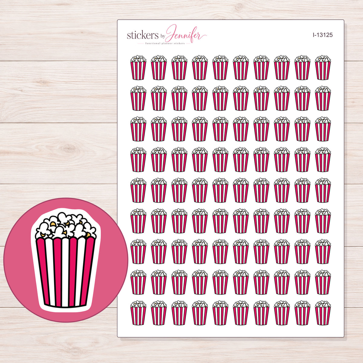 I-13125 planner sticker sheet with enlarged sticker detail