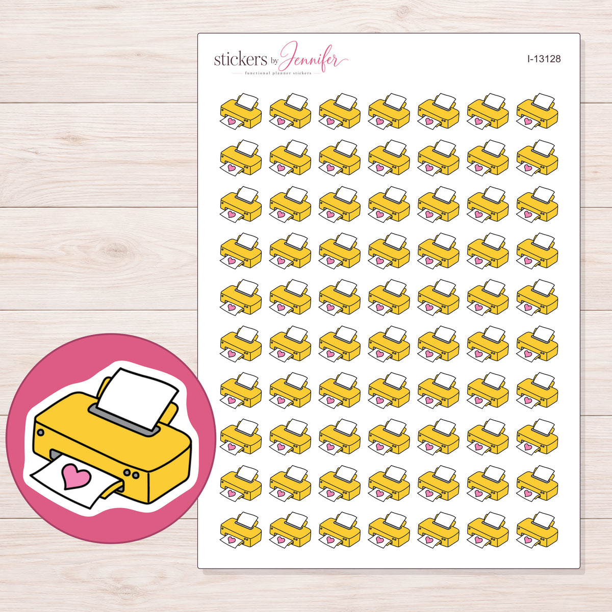I-13128 planner sticker sheet with enlarged sticker detail
