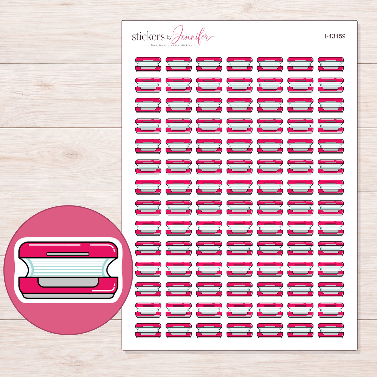 I-13159 planner sticker sheet with enlarged sticker detail