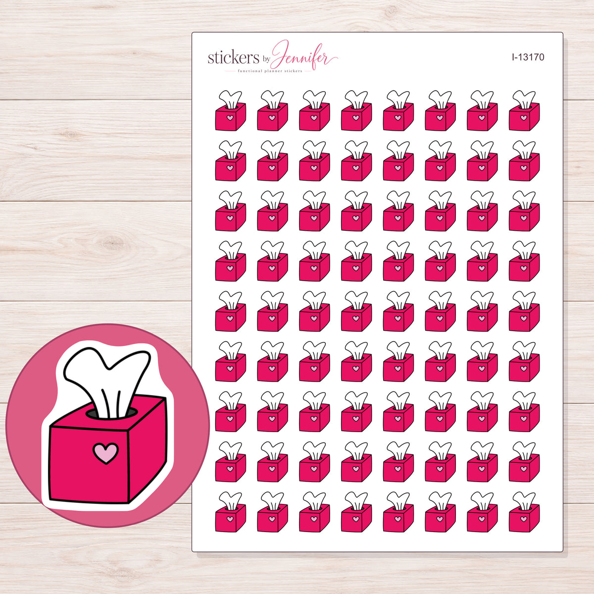 I-13170 planner sticker sheet with enlarged sticker detail