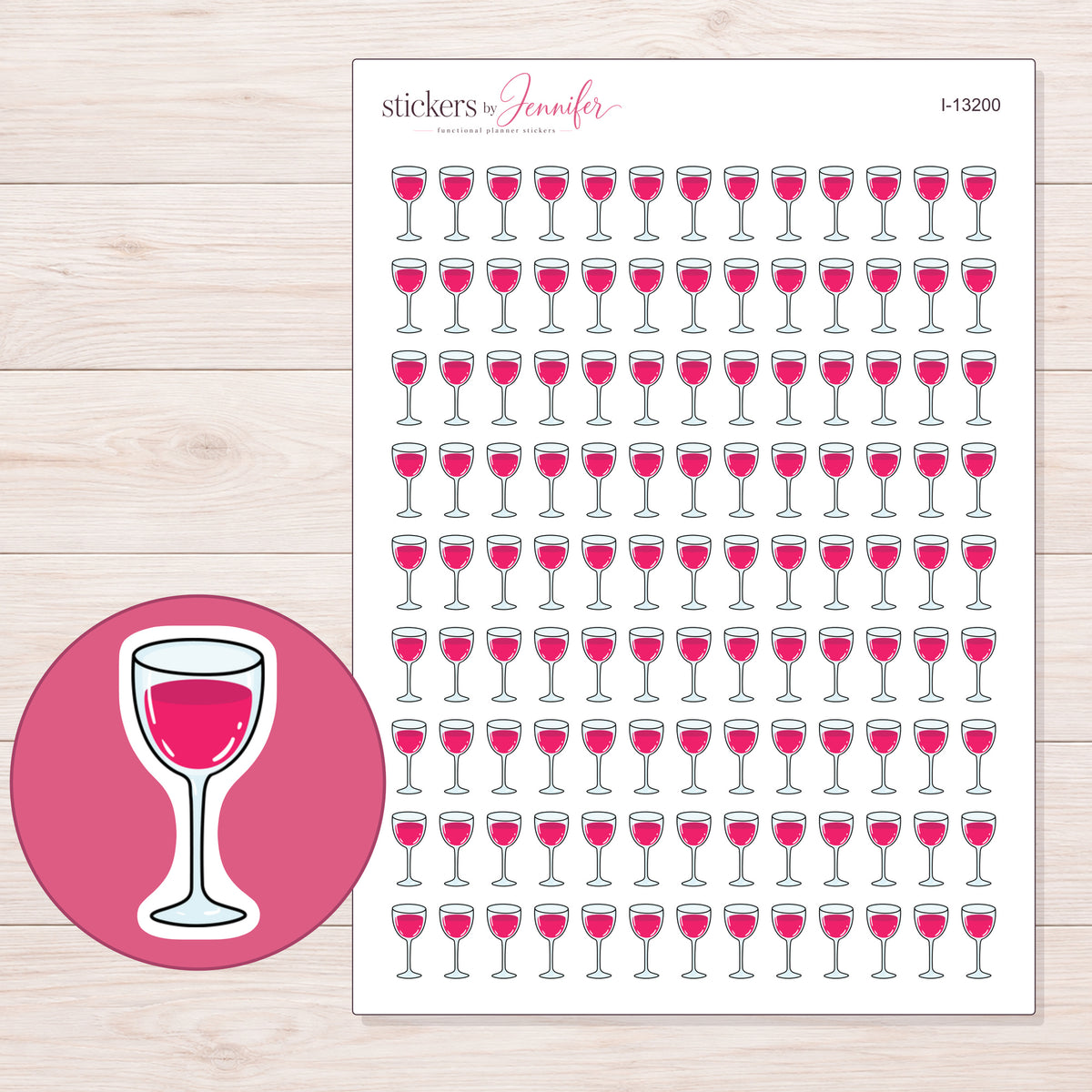 I-13200 planner sticker sheet with enlarged sticker detail