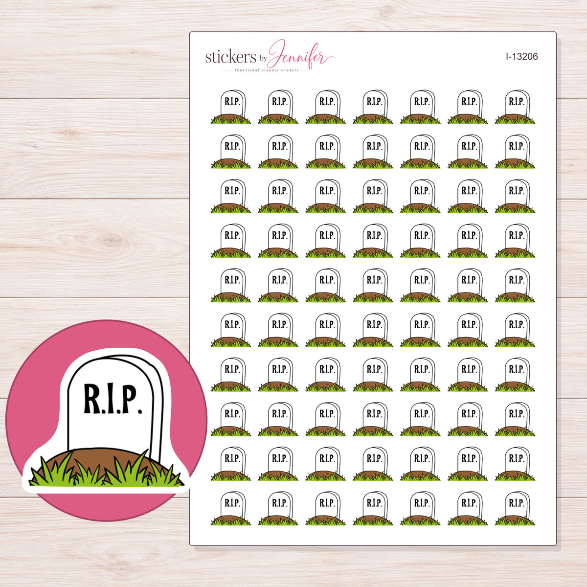 I-13206 planner sticker sheet with enlarged sticker detail