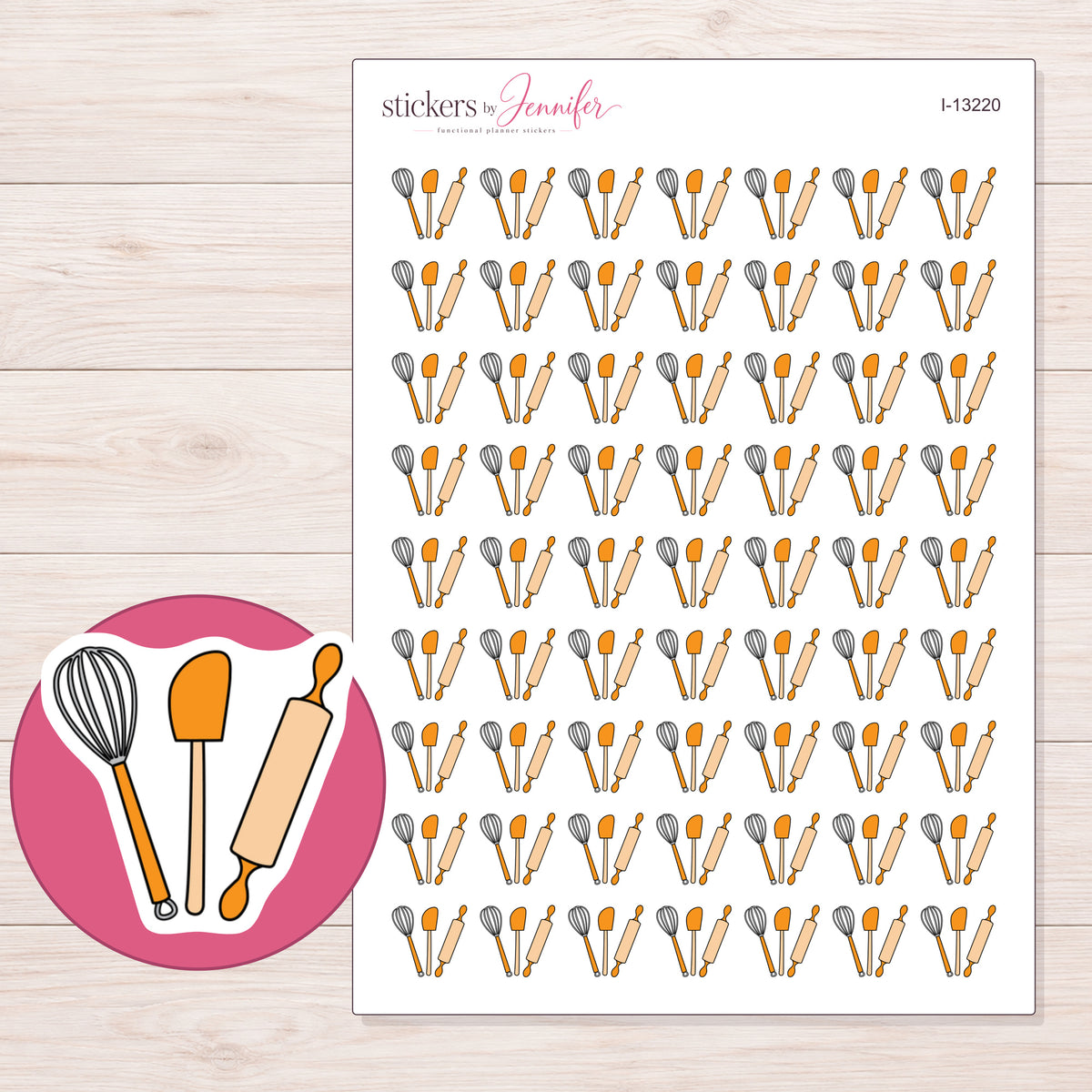 I-13220 planner sticker sheet with enlarged sticker detail