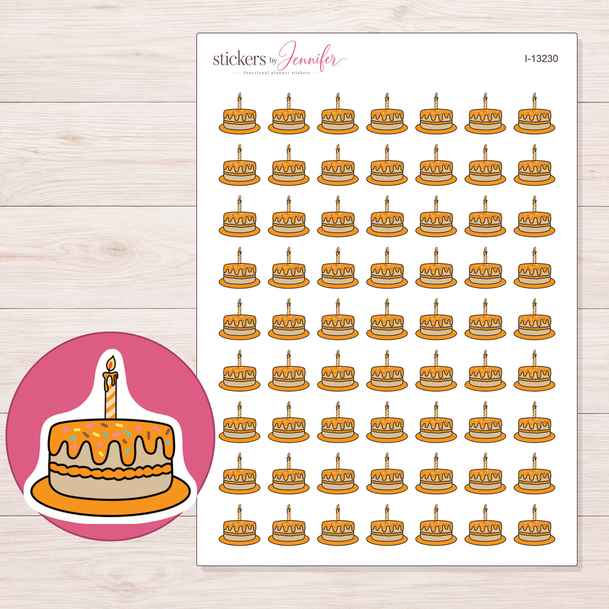 I-13230 planner sticker sheet with enlarged sticker detail