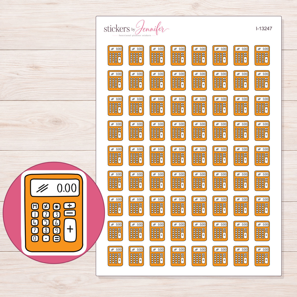 I-13247 planner sticker sheet with enlarged sticker detail