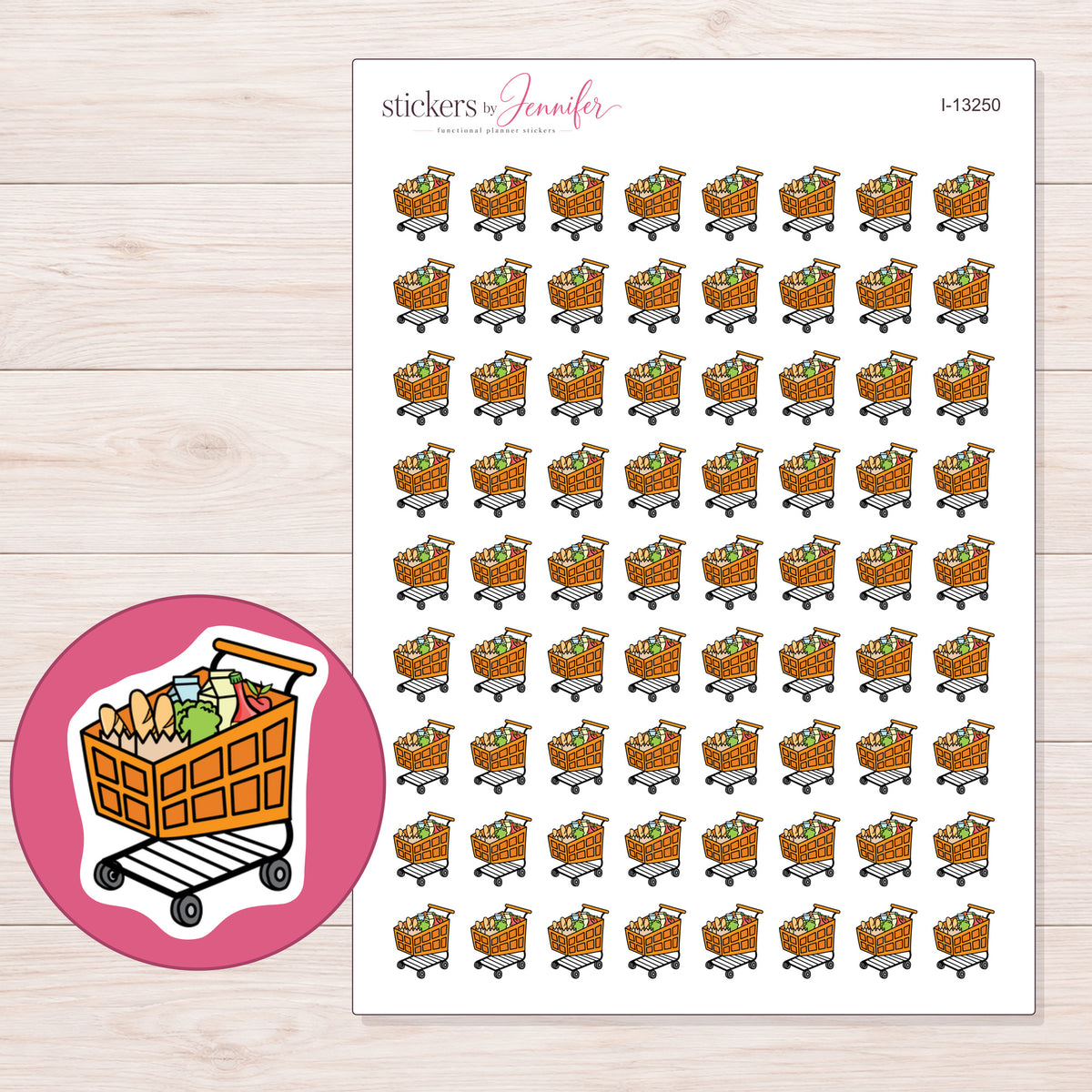 I-13250 planner sticker sheet with enlarged sticker detail