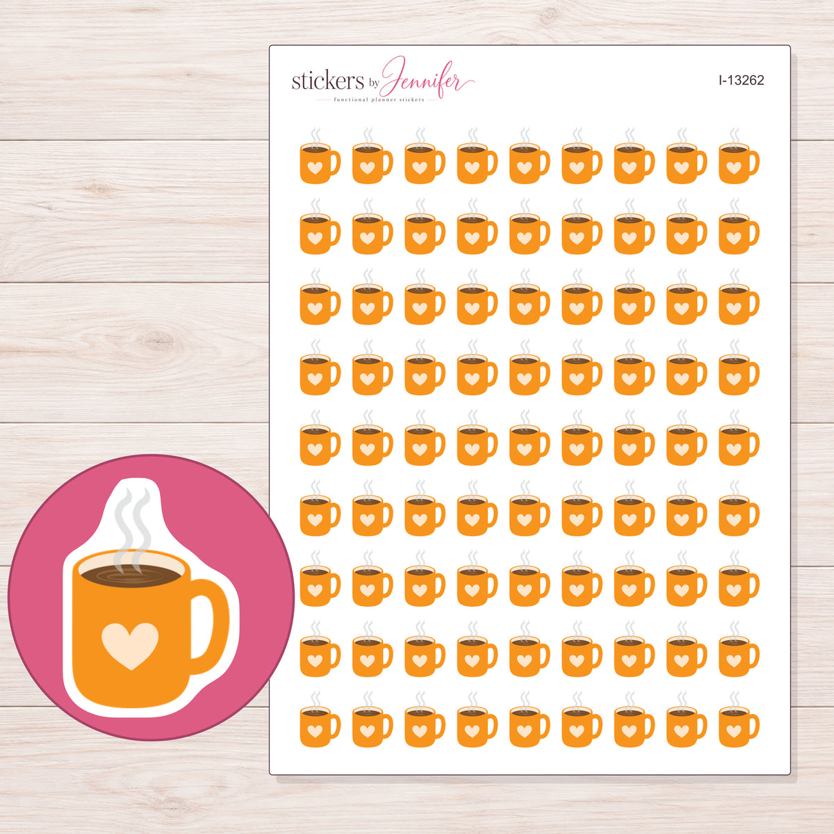 I-13262 planner sticker sheet with enlarged sticker detail