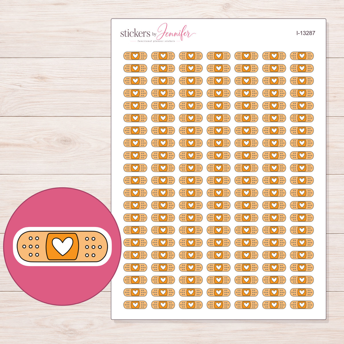 I-13287 planner sticker sheet with enlarged sticker detail