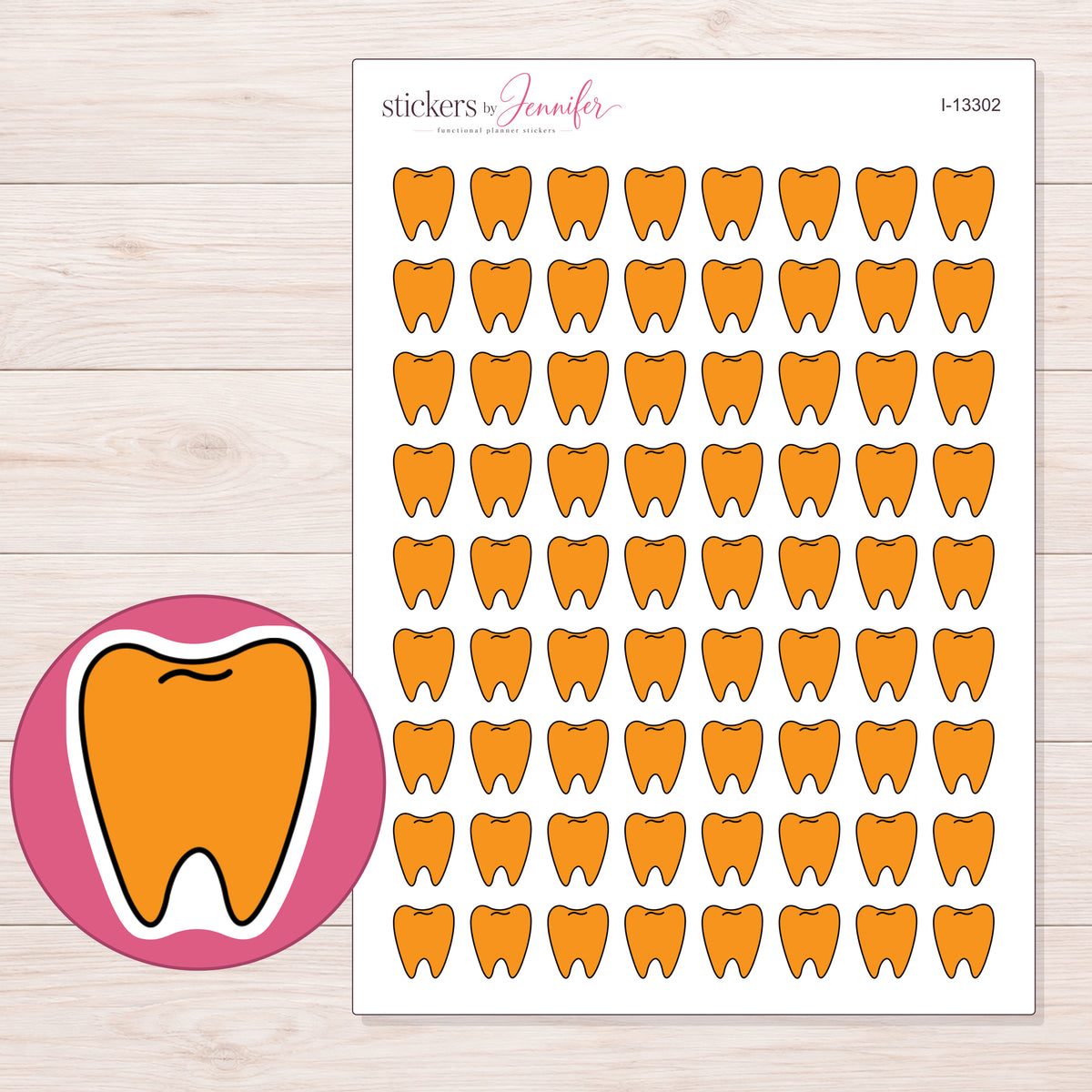 I-13302 planner sticker sheet with enlarged sticker detail