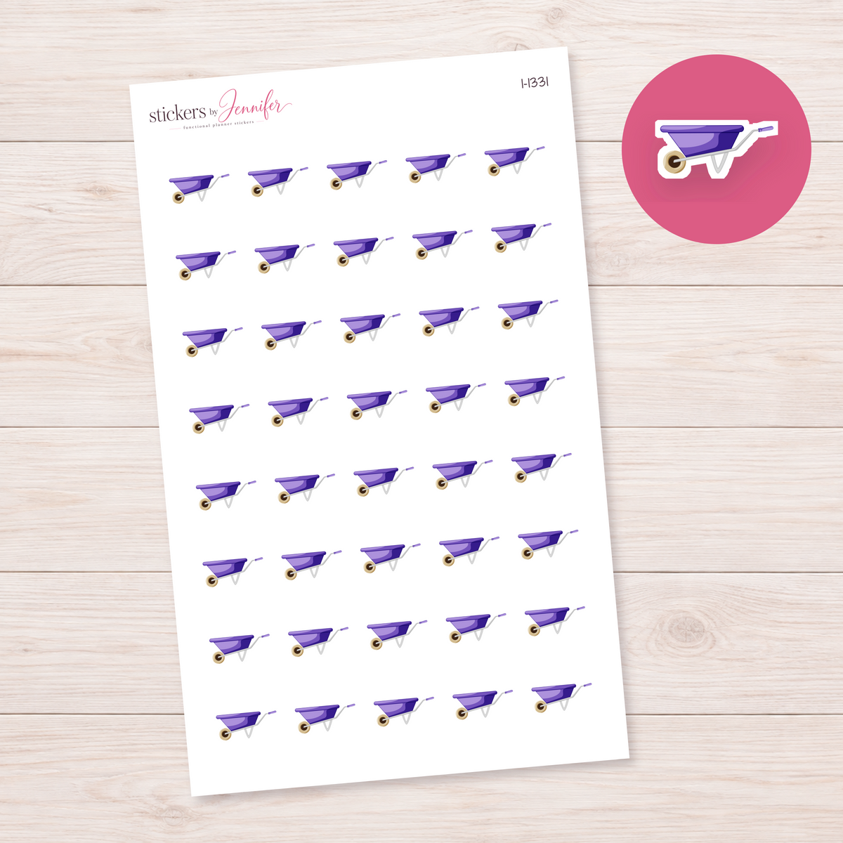 Purple Wheelbarrow Planner Stickers | I-1331