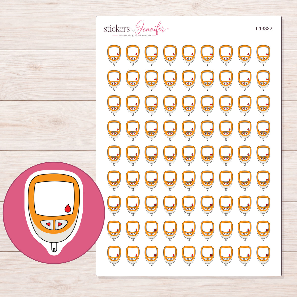 I-13322 planner sticker sheet with enlarged sticker detail