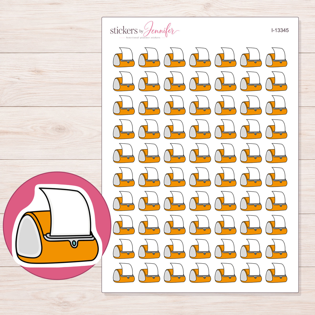 I-13345 planner sticker sheet with enlarged sticker detail