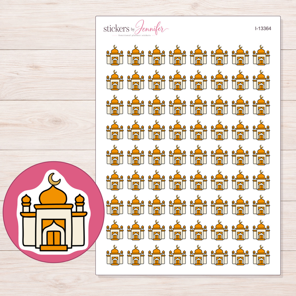 I-13364 planner sticker sheet with enlarged sticker detail