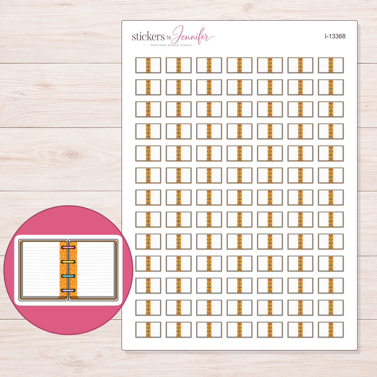 I-13368 planner sticker sheet with enlarged sticker detail