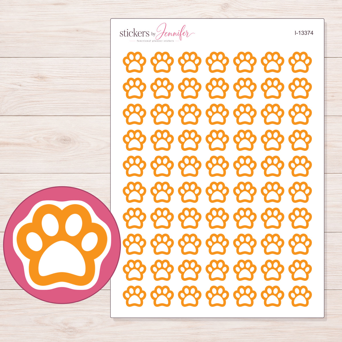 I-13374 planner sticker sheet with enlarged sticker detail
