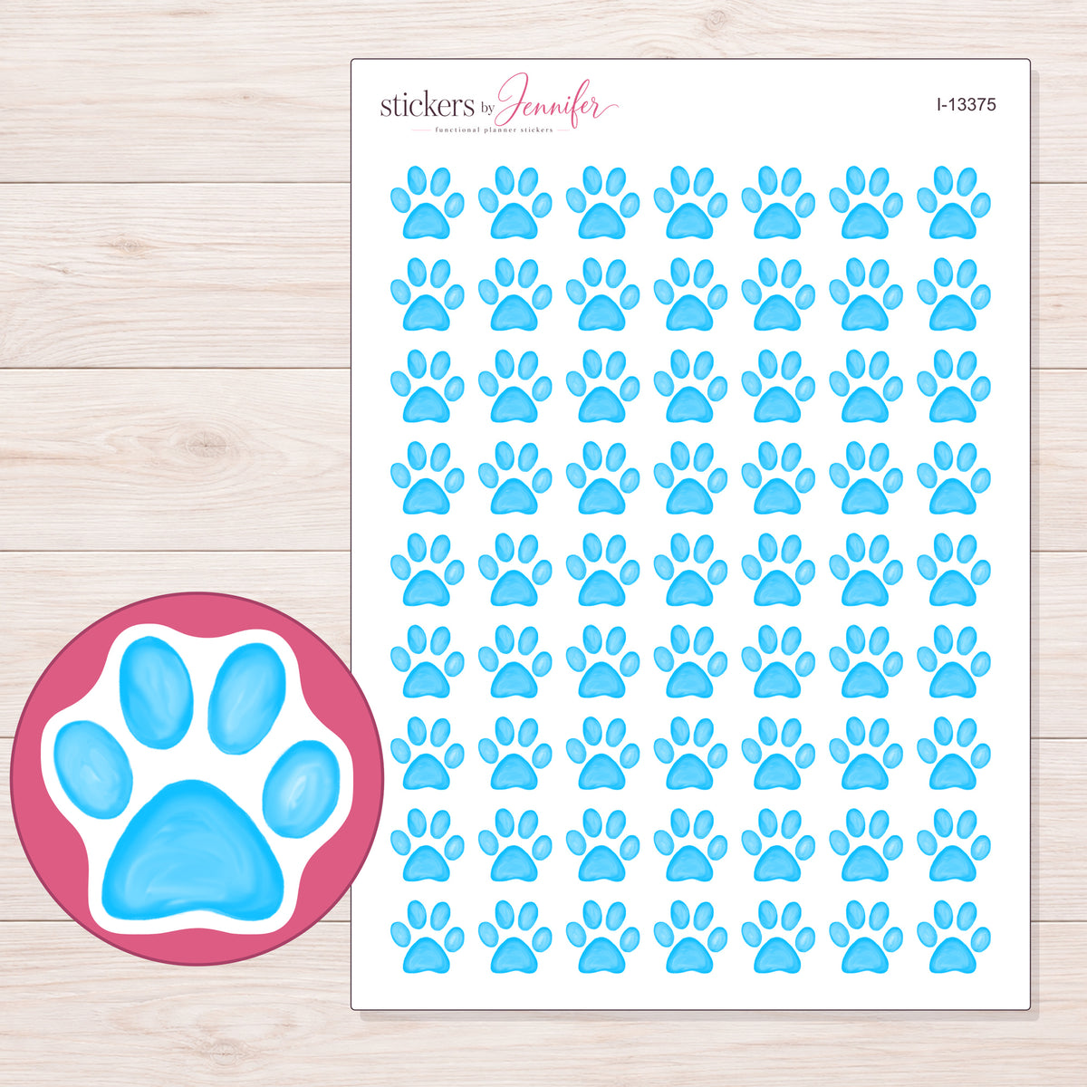 I-13375 planner sticker sheet with enlarged sticker detail