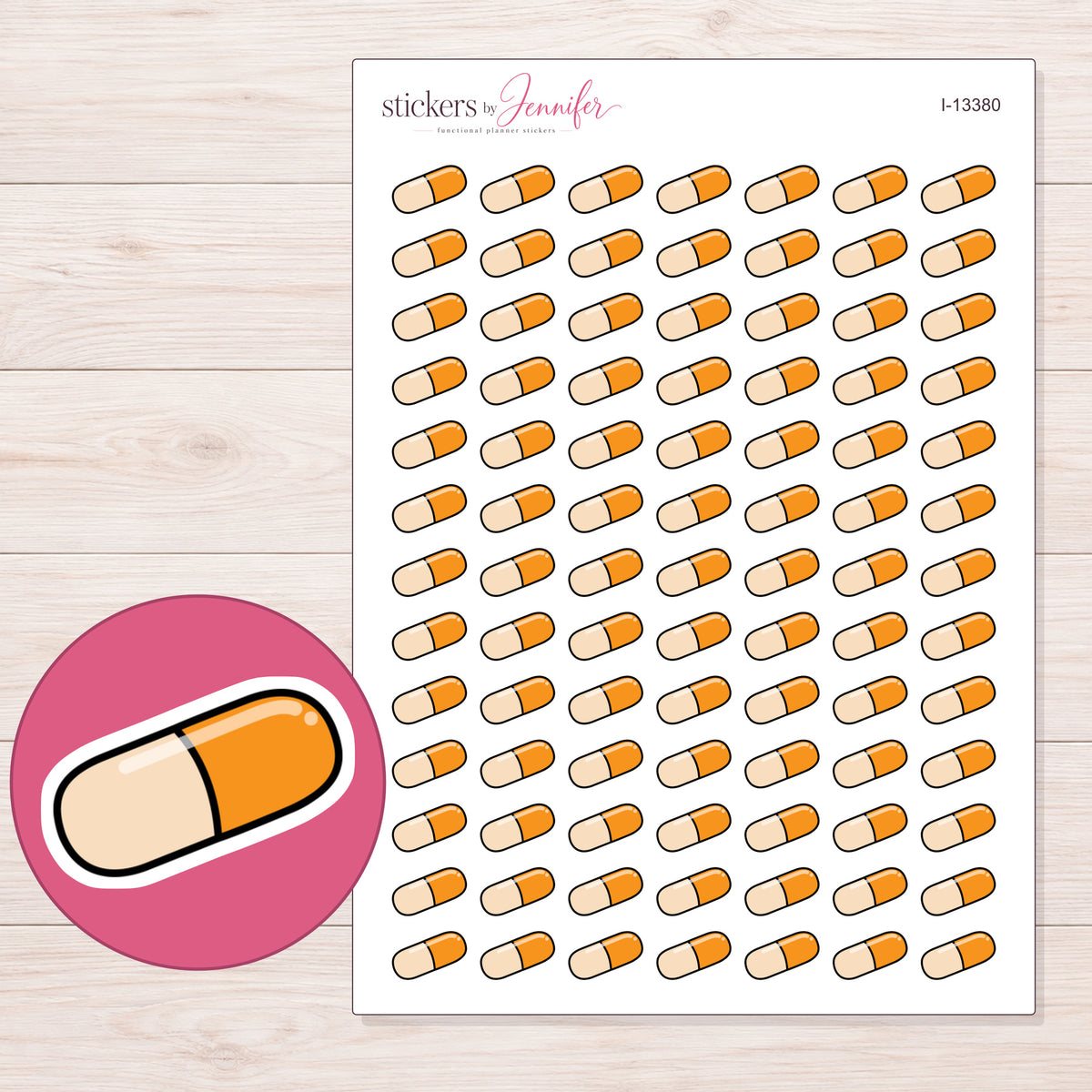 I-13380 planner sticker sheet with enlarged sticker detail