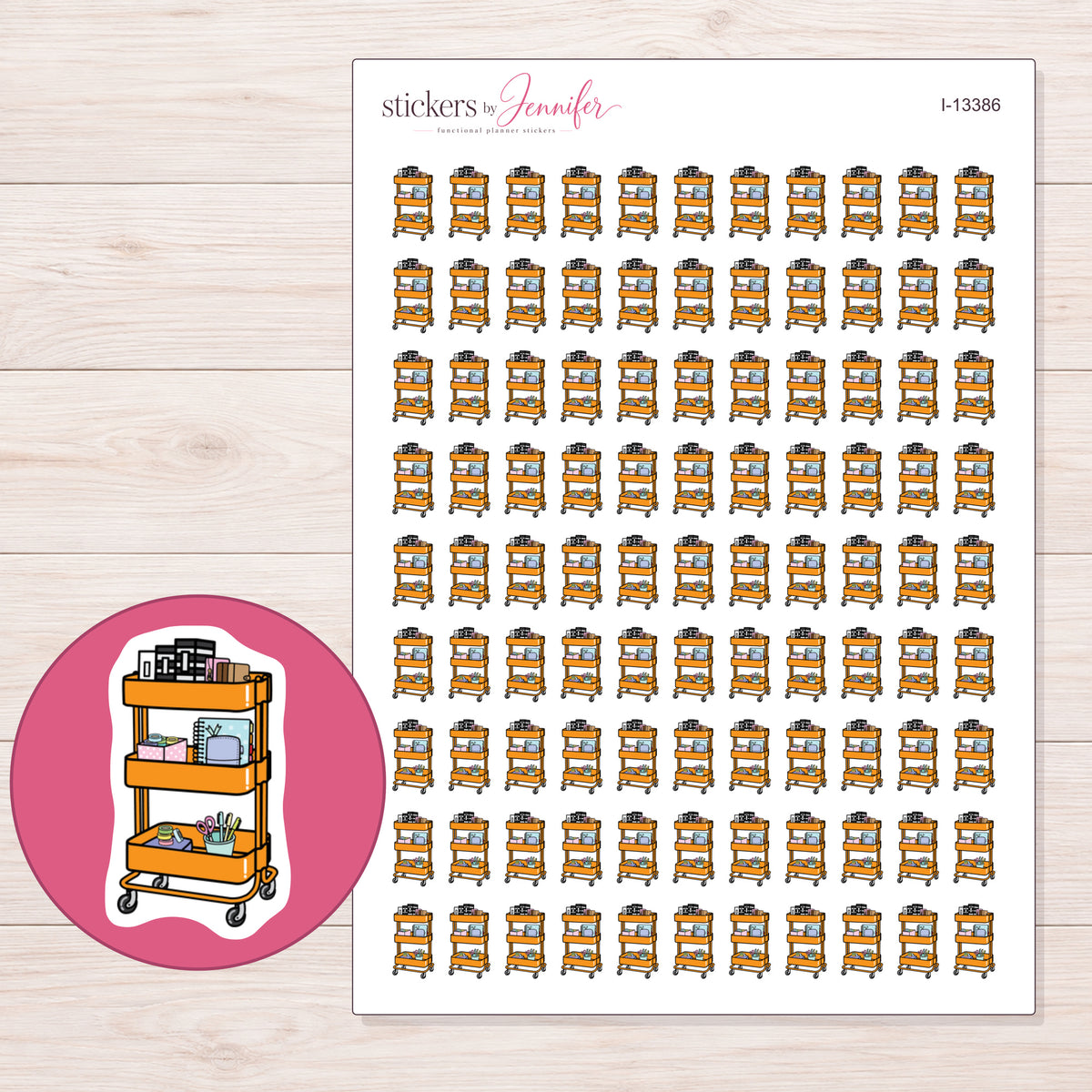 I-13386 planner sticker sheet with enlarged sticker detail