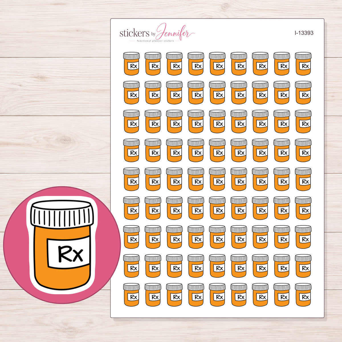 I-13393 planner sticker sheet with enlarged sticker detail