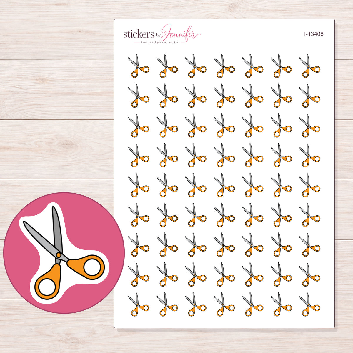 I-13408 planner sticker sheet with enlarged sticker detail