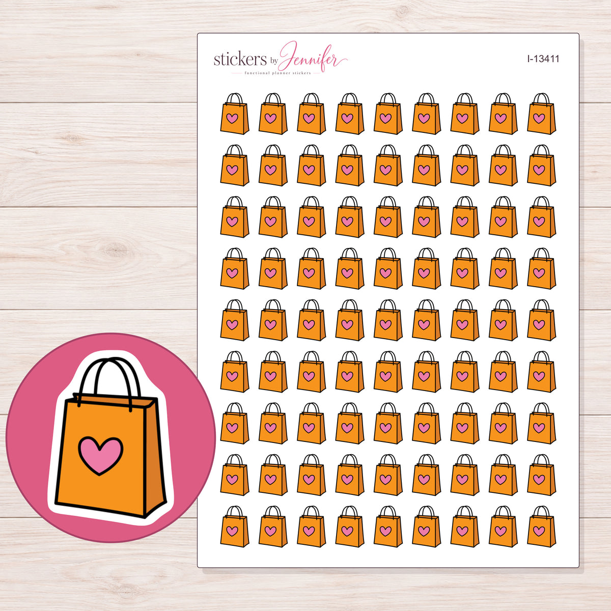 I-13411 planner sticker sheet with enlarged sticker detail