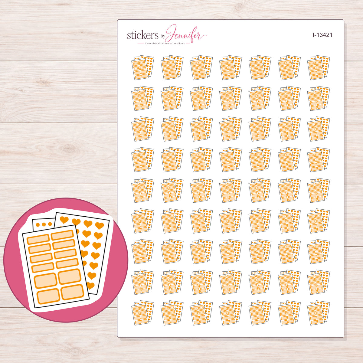 I-13421 planner sticker sheet with enlarged sticker detail
